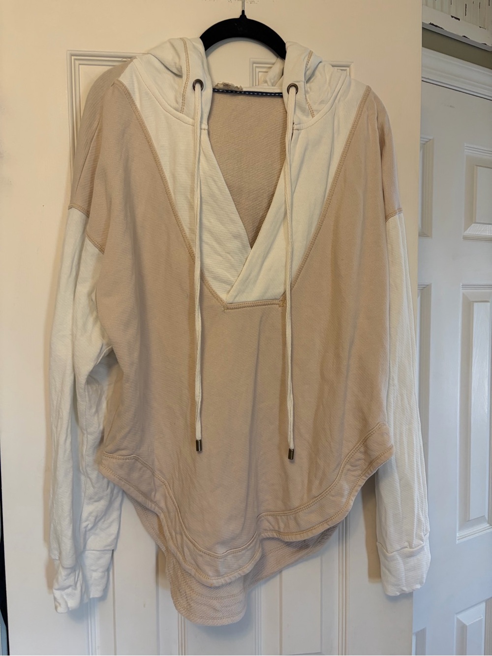 Anthropologie V-Neck Pull Over Shirt Hood Oversized Pilcro Size Small - Picture 3 of 6